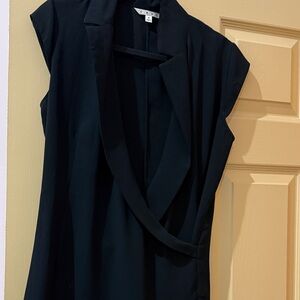 CAbi Charcoal Sleeveless Blazer blouse